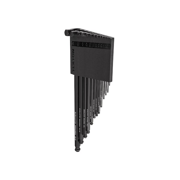 Short Arm Ball End Hex L-Key Set With Holder, 13-Piece 0.050-3/8 In.